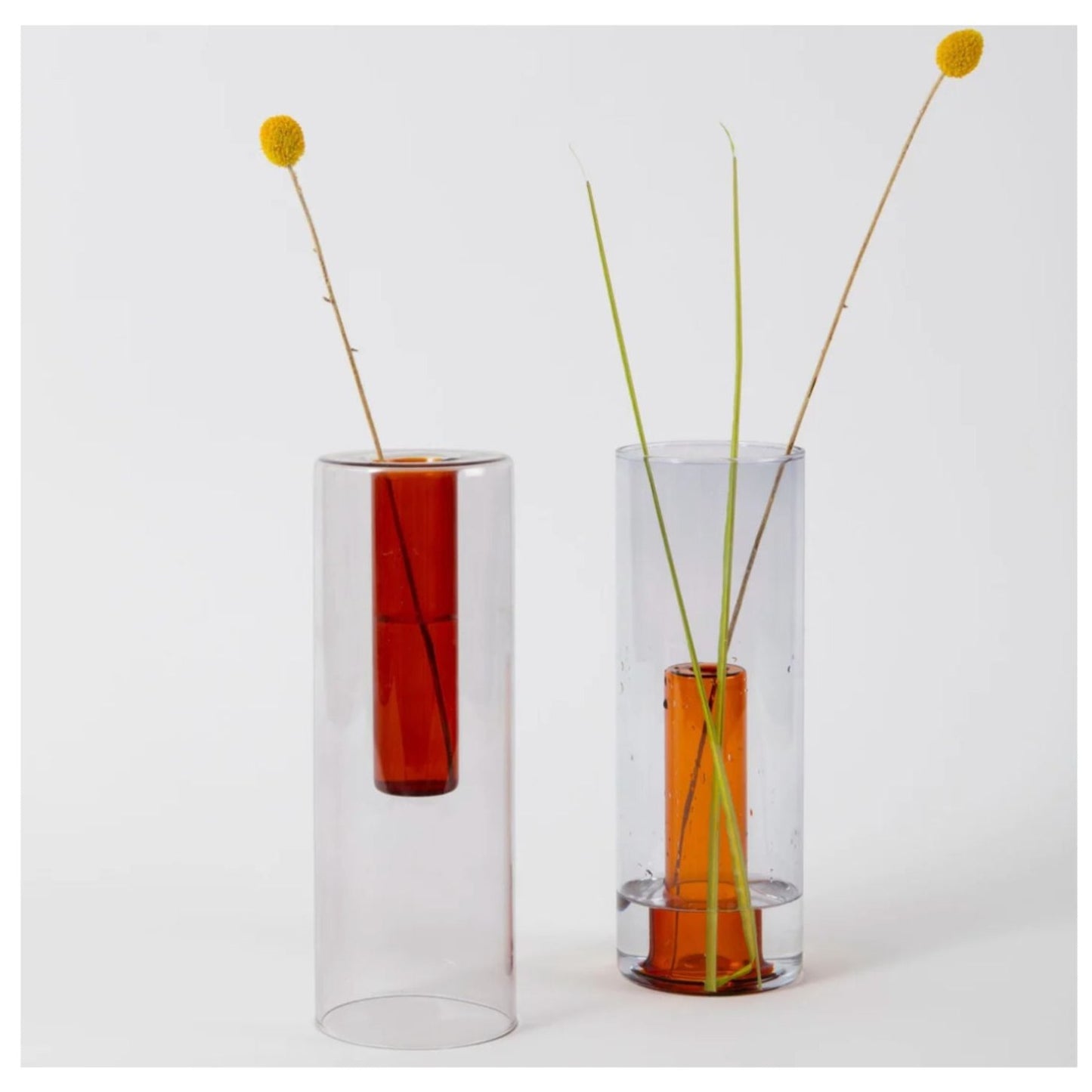 Reversible Glass Vase - Grey/Orange