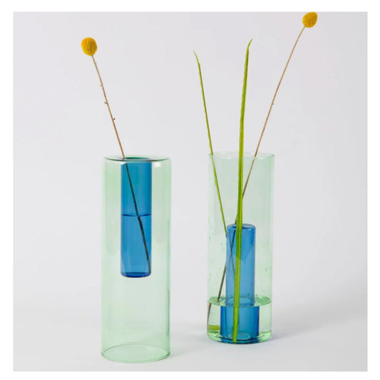 Reversible Glass Vase - Green/Blue