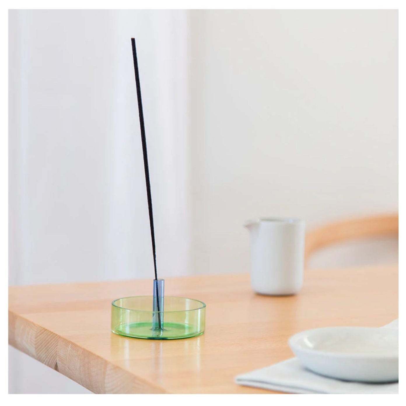 Duo Tone Glass Incense Holder-Green / Blue