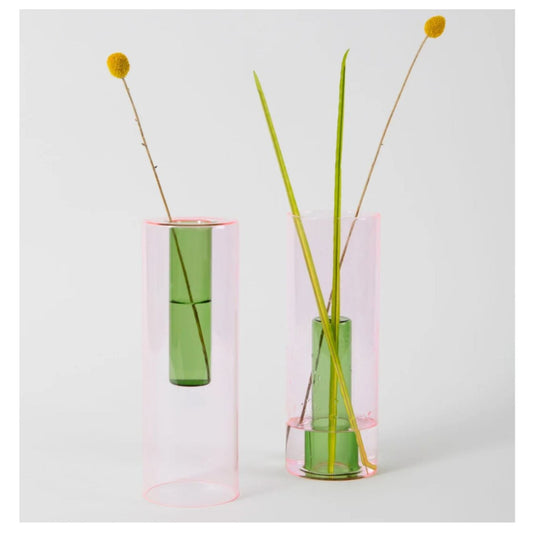 Reversible Glass Vase - Pink / Green