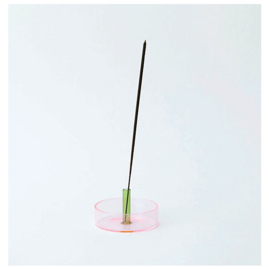 Duo Tone Glass Incense Holder-Pink / Green